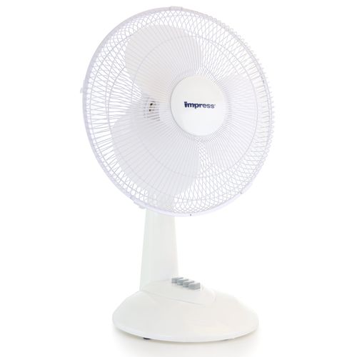 12 Inch 3 Speed Oscillating Table Fan in White