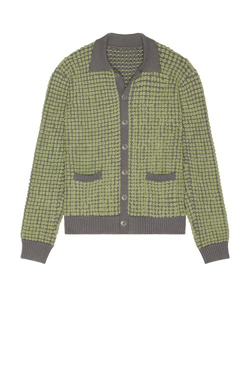 ISA BOULDER Bubble Terry Towel Cardigan in Green