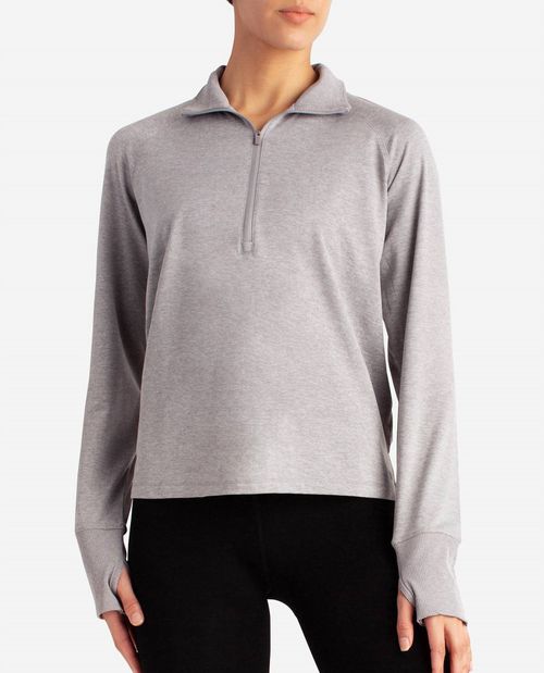 Supersoft Quarter Zip Pullover Sweatshirt In Silver Melange