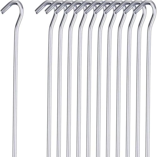 TEMU Pack Alloy Steel Long Tent Pegs - 9" For Camping, Gazebos, Tarps, Netting, Football Goals | Hooks Ground Garden Metal Peg | , Heavy
