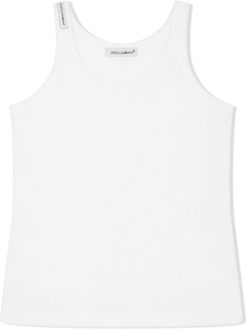 Fine-rib tank top - White