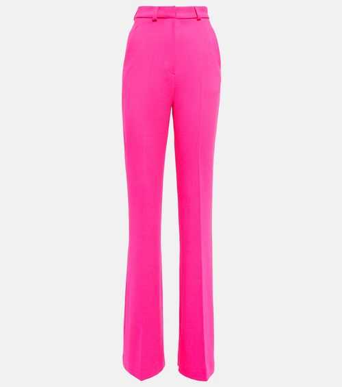 High-rise wide-leg wool-blend pants