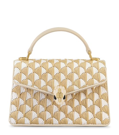 Mini Raffia Serpenti Forever Top-Handle Bag