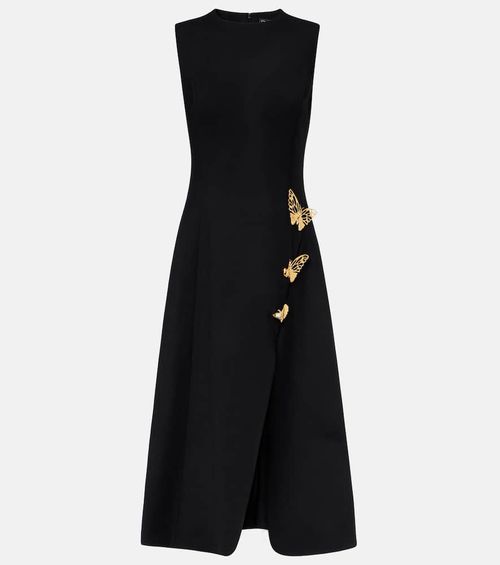Embellished wool-blend cocktail dress