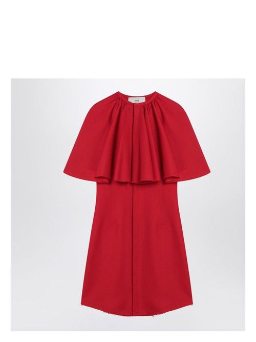 Ami Paris Women's Mini Wool Dress in Red | Size 34 | FDR053WV0068