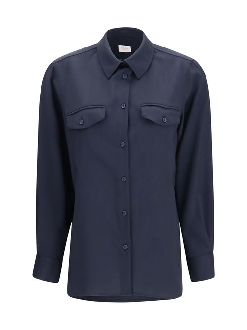 Virgin Wool Fleece Overshirt — Navy