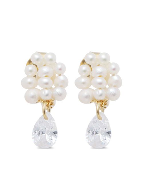 Pearl-embellished drop earrings - Neutrals