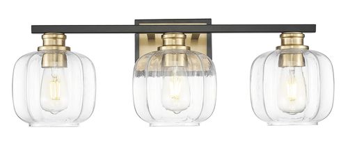 Matte Black and Brass Bathroom Vanity Light from the Oxley Collection