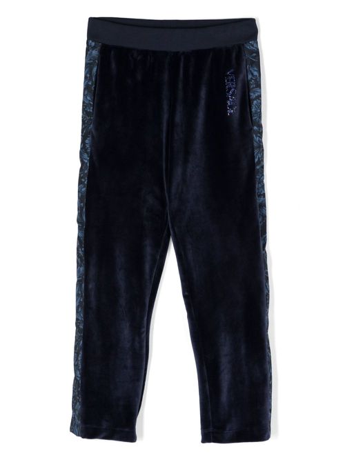 Barocco-print velvet trousers - Blue