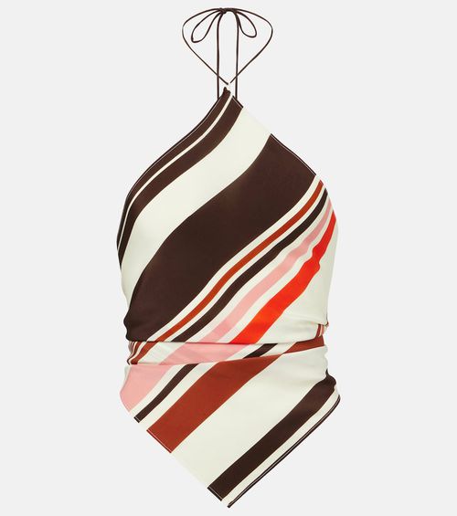 Thistle striped open-back silk satin top