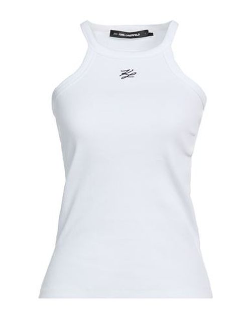 Woman Tank top White Size L Cotton, Elastane