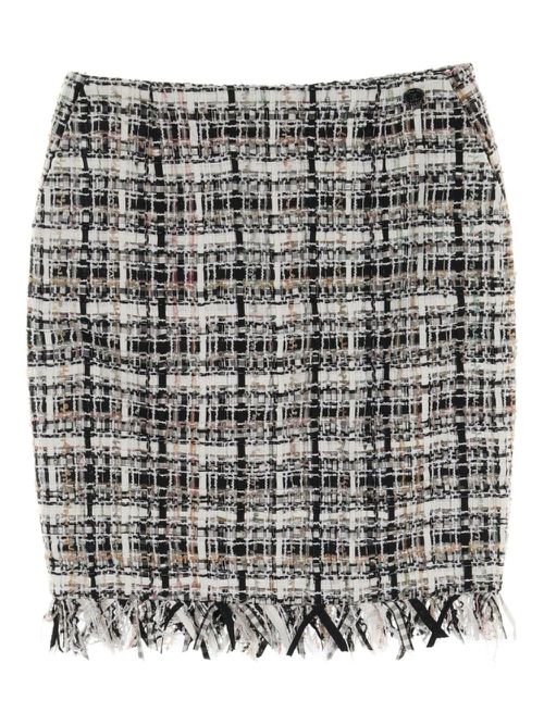 CHANEL Pre-Owned 1986-1988 tweed mini skirt - White