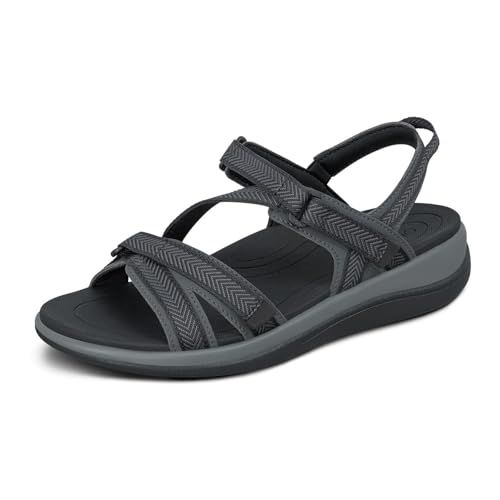 Orthofeet Women's Orthopedic Lake Adjustable Water-Friendly Sandal, Leopard