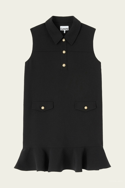 Twill Suiting Mini Dress in Black