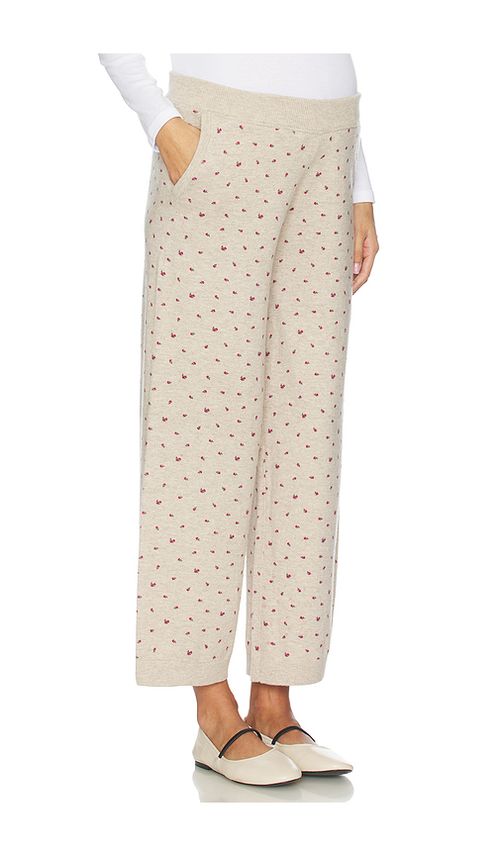 HATCH The Nora Floral Knit Pant in Tan. 3. Also