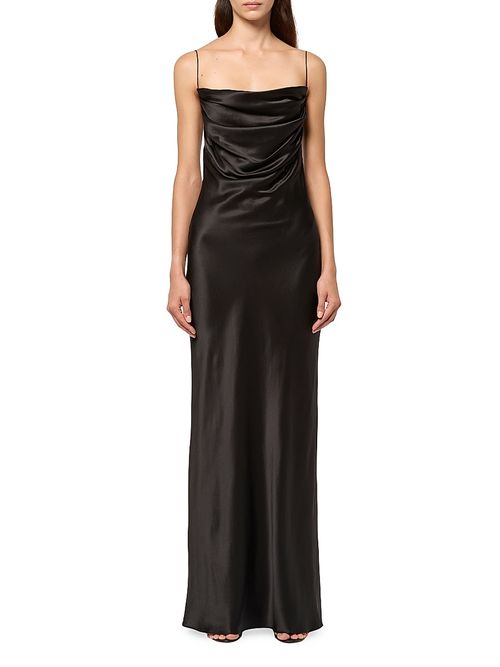 Women's Bias Silk Colwneck Slipdress - Black