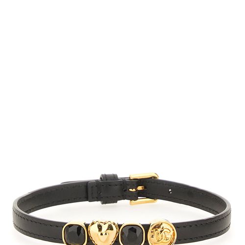 ? Dolce & Gabbana Brown Leather Crystal Logo Choker | D❤️G Glam 16\