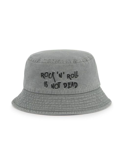 Embroidered-slogan bucket hat - Grey
