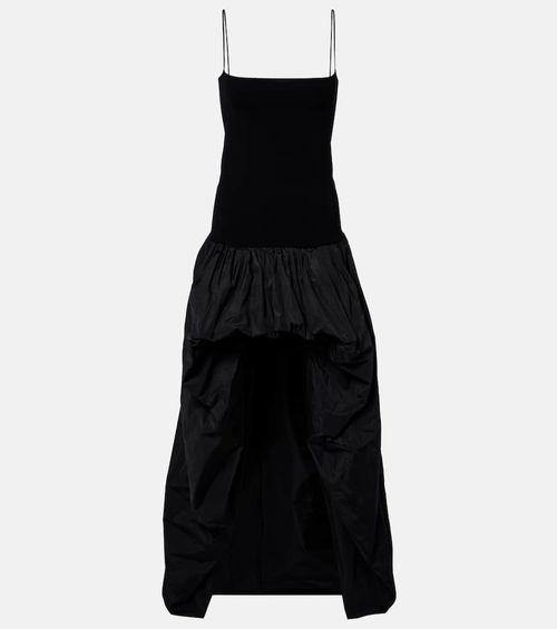 Asymmetric crêpe and jersey gown