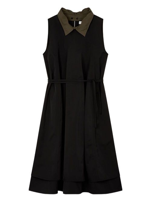 Collared belted dress - Black