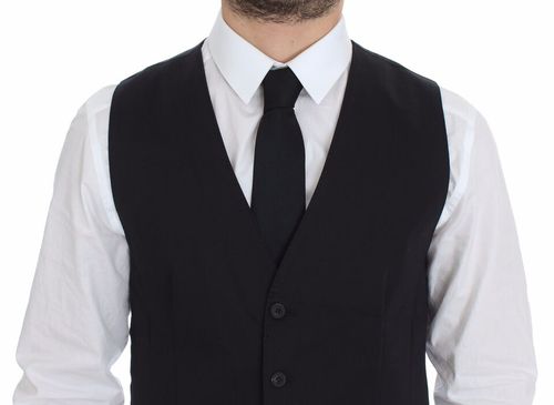 Cotton Stretch Dress Vest — Blue