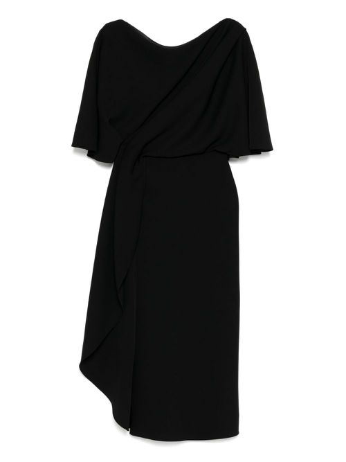 Amsale crepe draped bodice dress - Black
