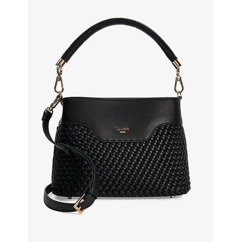 Womens Black-synthetic Dinidelphi Medium Woven Faux-leather Shoulder bag 