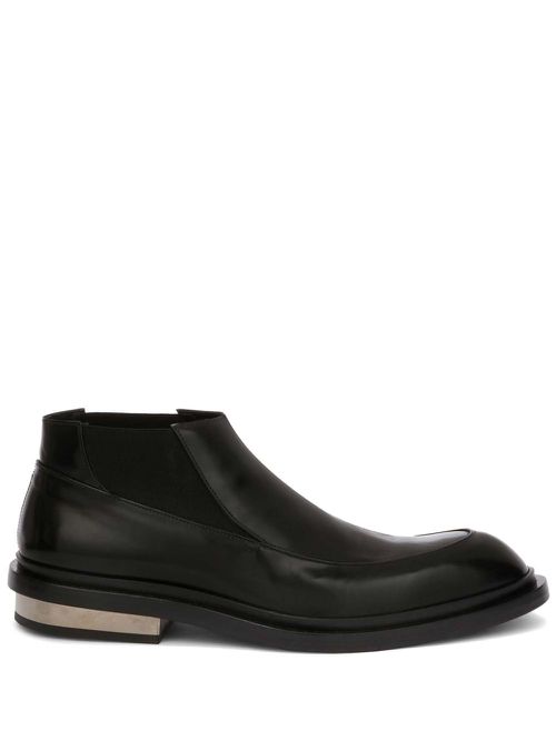 Metal-detail leather boots - Black