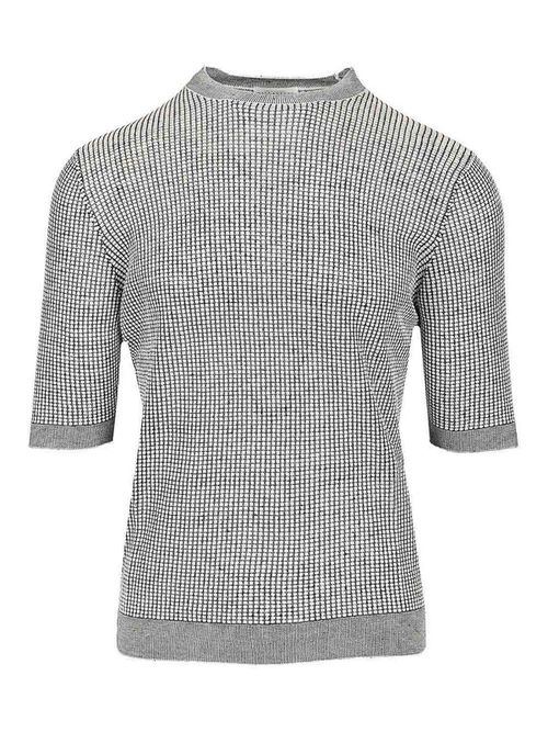 Short-Sleeved Rice Stitch Sweater
