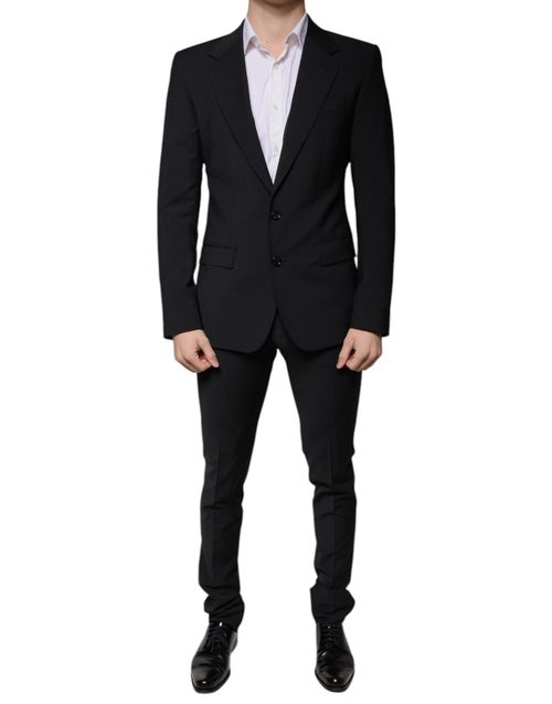 Virgin Wool Slim Fit Suit — Black
