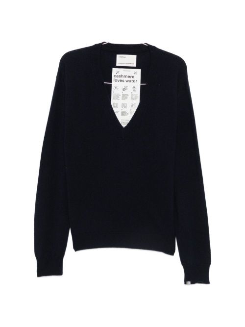 Cashmere V-Neck Sweater — Navy
