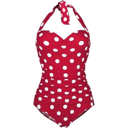 Polka Dots Retro Vintage 1950s Swimwear Swimsuit Halter One-Piece Esther William Beach Swimming Leotard