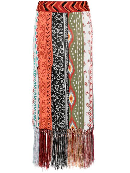 Scent Of Incense mix-pattern skirt - Orange