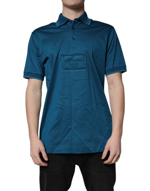 Logo-Embroidered Cotton Polo Shirt — Blue