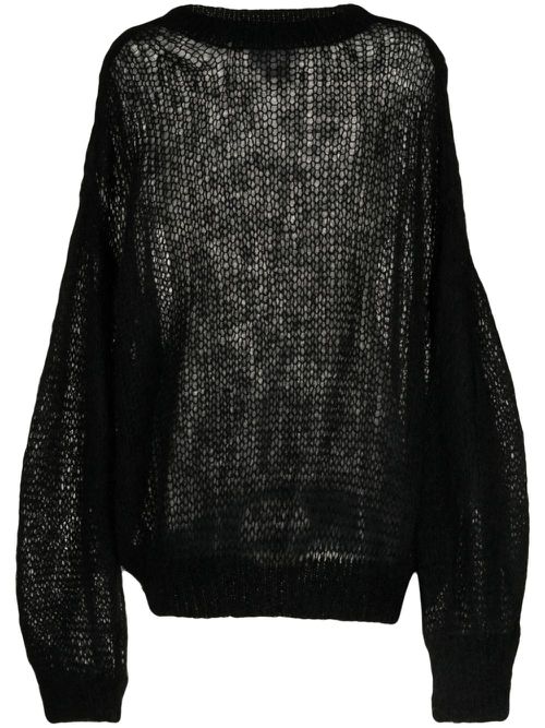 Semi-sheer mohair-blend jumper - Black