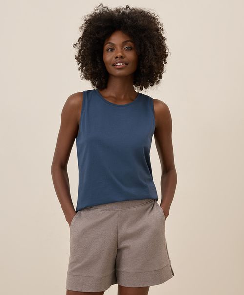 Women's French Navy Softspun High Neck Tank
