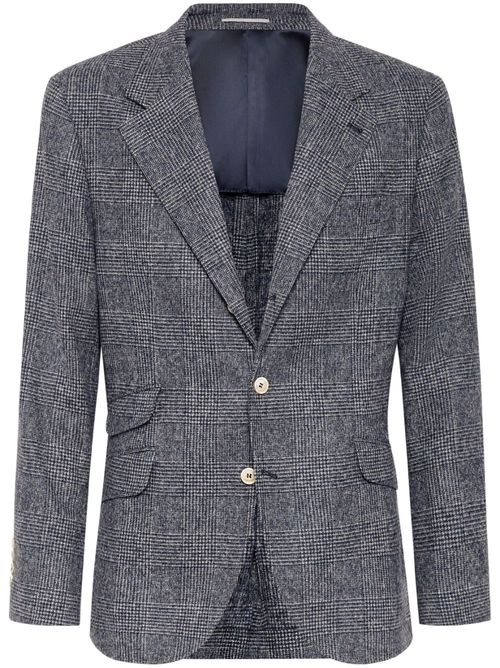 Single-breasted checked blazer - Blue