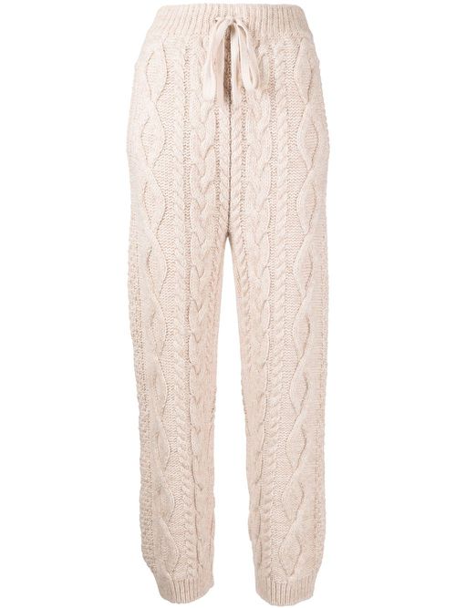 Cable-knit straight trousers - Neutrals