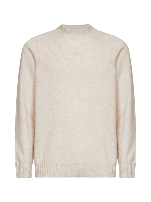 Wool Mock-Neck Sweater — Beige