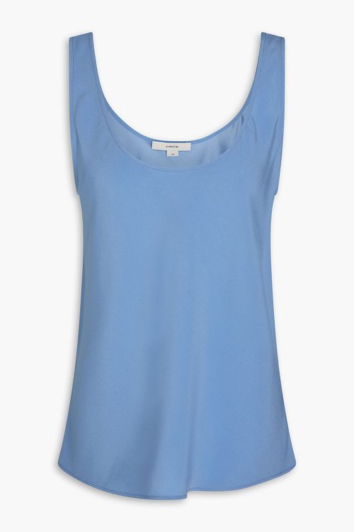 Silk-blend crepe-satin top
