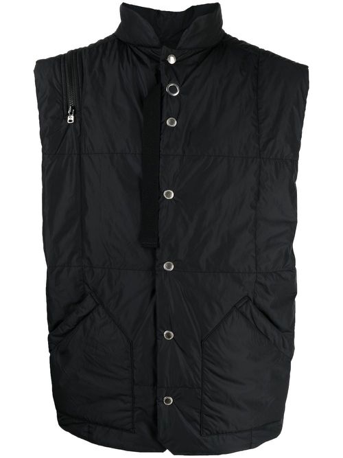 Zip-detail padded gilet jacket - Black