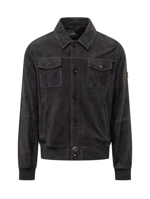 Dark Blue Solid Shirt Collar Jacket