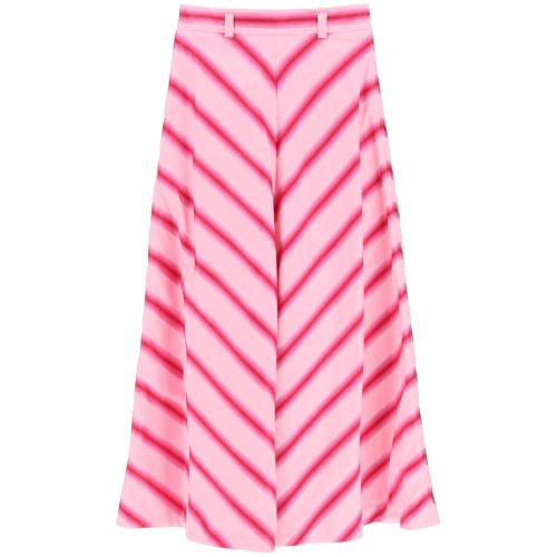 Stripe-print A-line shaped skirt - Pink