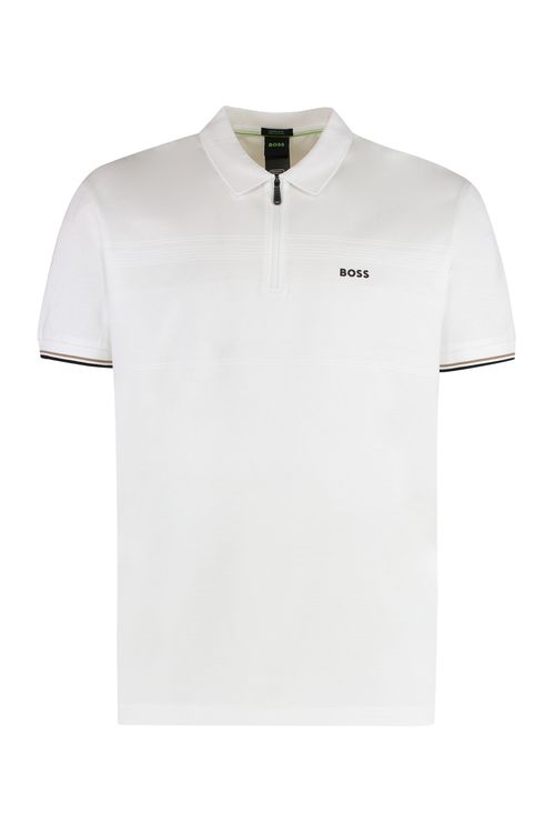 Ribbed-Edge Cotton Polo Shirt — White