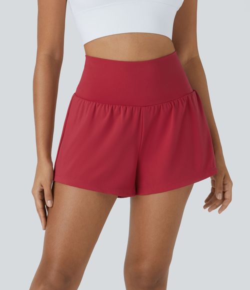 SoftlyZero™ Airy Super High Waisted 2-in-1 Cool Touch Yoga Shorts with Pockets Gym Short - Winterberry