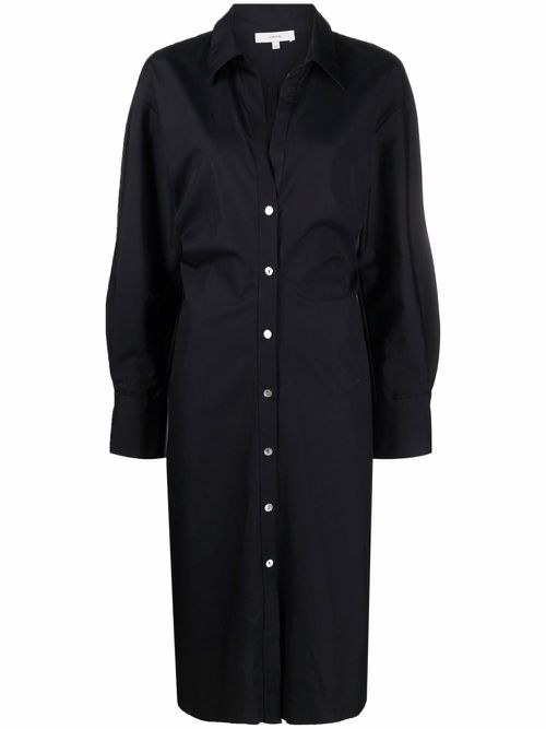Pointed-collar cotton shirt dress - Blue