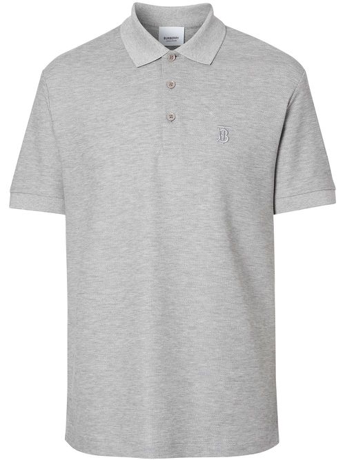 Monogram Motif Cotton Piqué Polo Shirt - Grey
