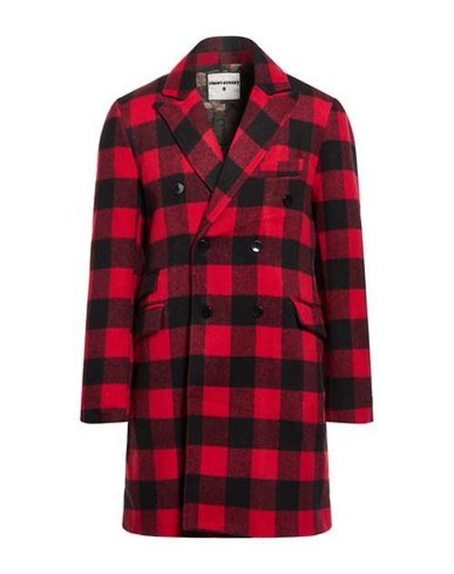 Man Coat Red Size 38 Cotton, Polyester