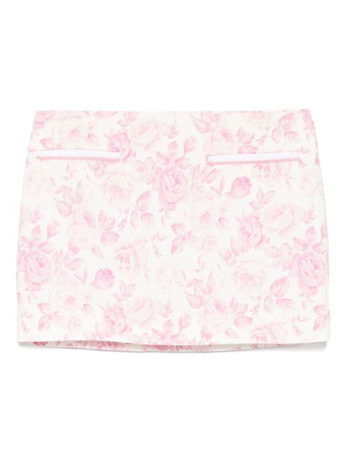 Rowen Rose floral-print mini skirt - White