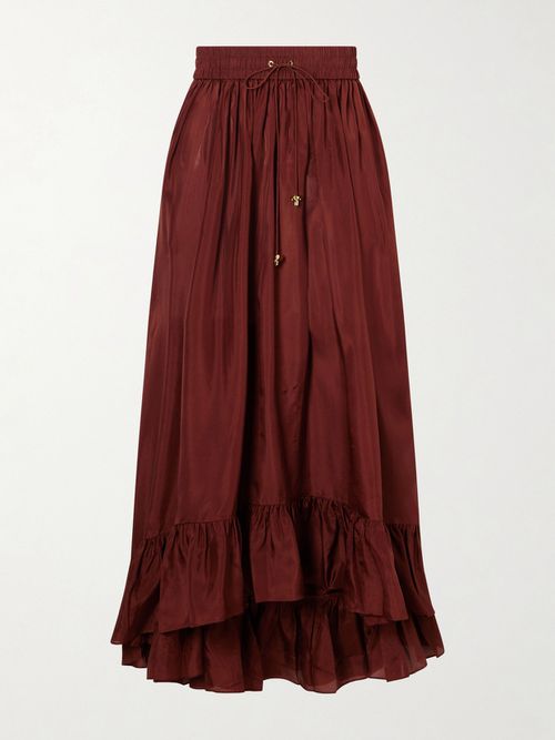 Aster Ruffled Silk Maxi Skirt